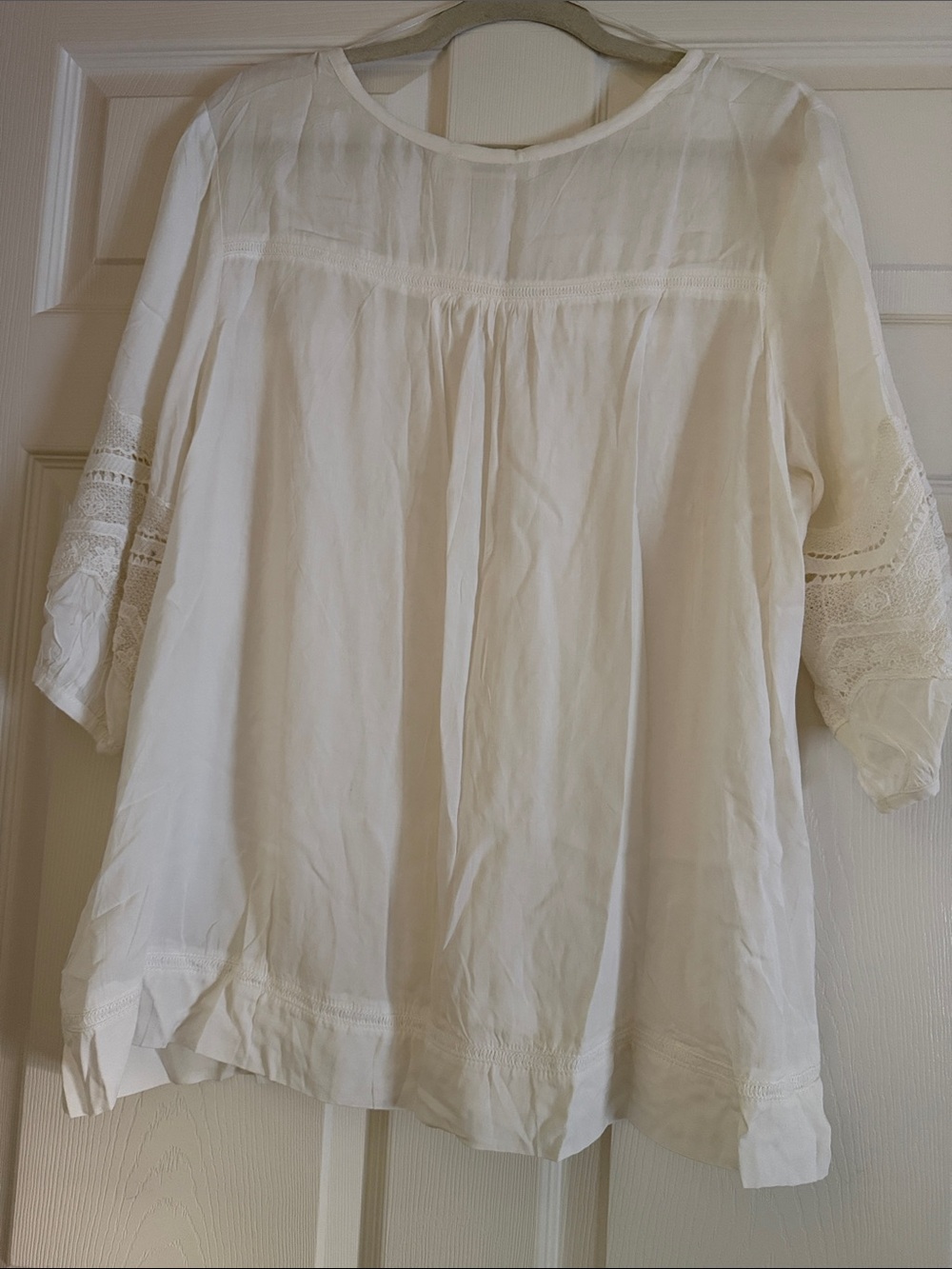 Sundance Cream Lace-Trim Peasant Tunic - Picture 3 of 5